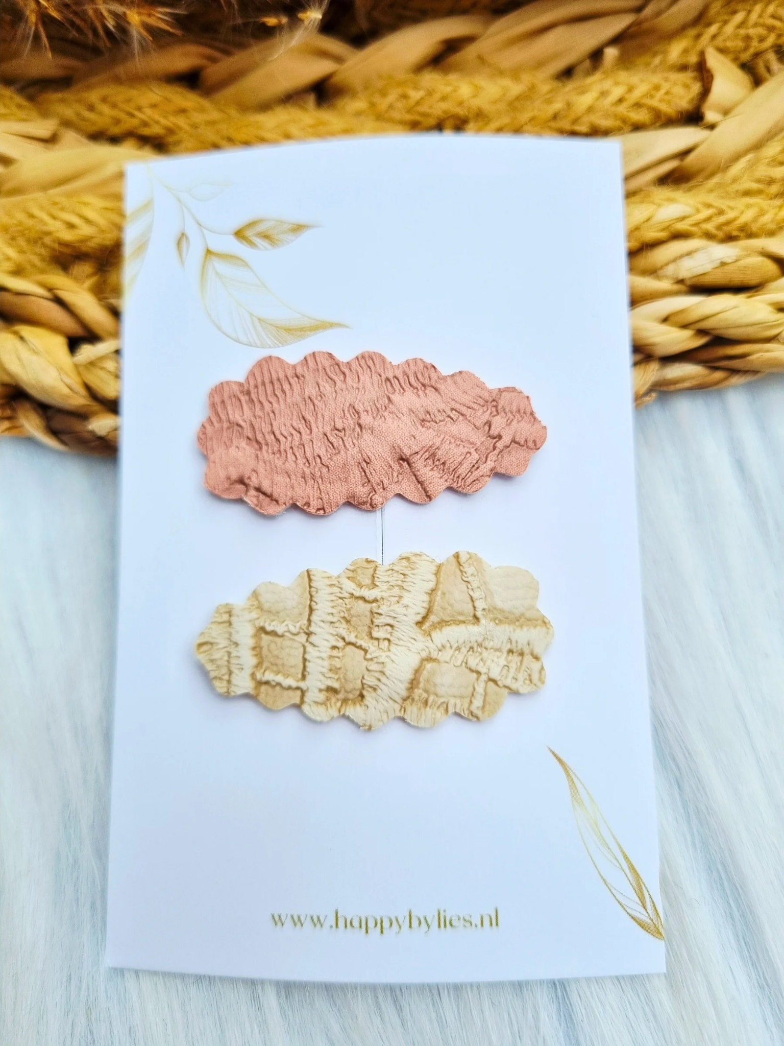 Leatherlook haarspeldjes Sky ribbel