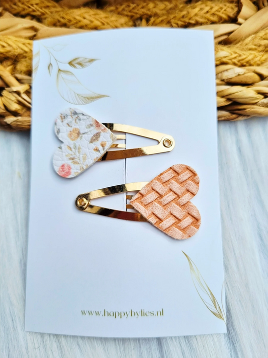 Leatherlook haarspeldjes Joy hart