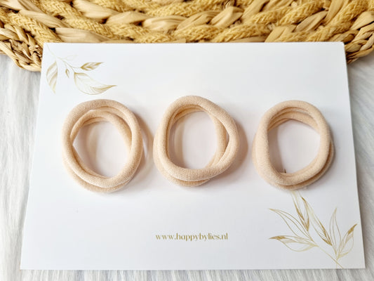 Haar elastiekjes beige 6 stuks