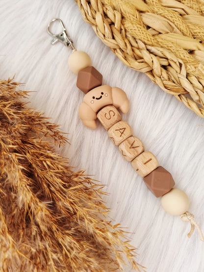 Sleutelhanger Figuurtje (Jouw eigen ontwerp) croissant brwonie, beige