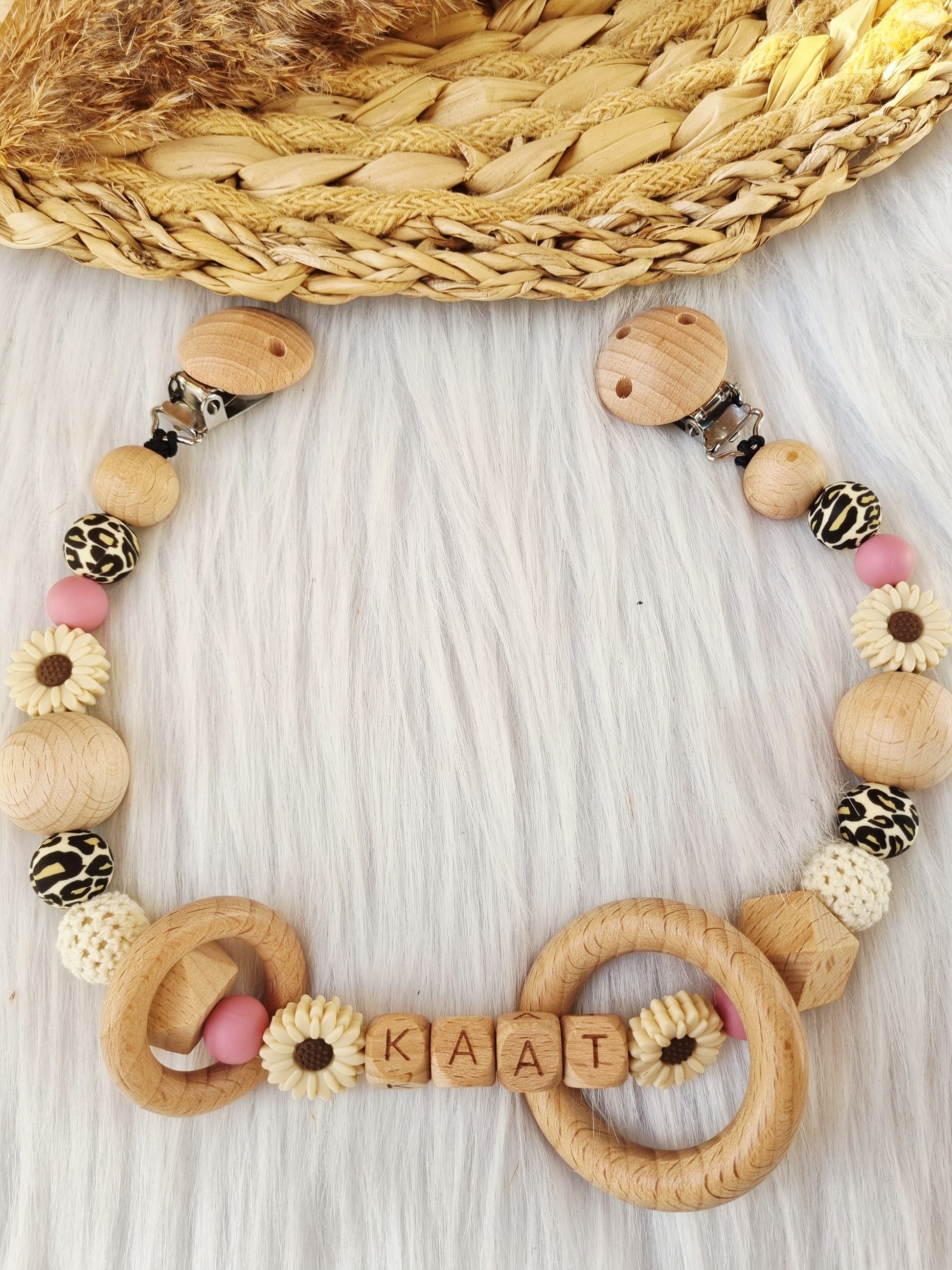 Wagenspanner daisy beige, leopard, dusty rose