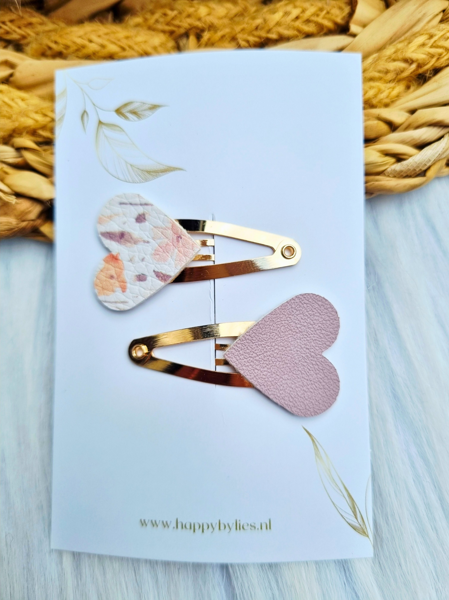 Leatherlook haarspeldjes Liv hart