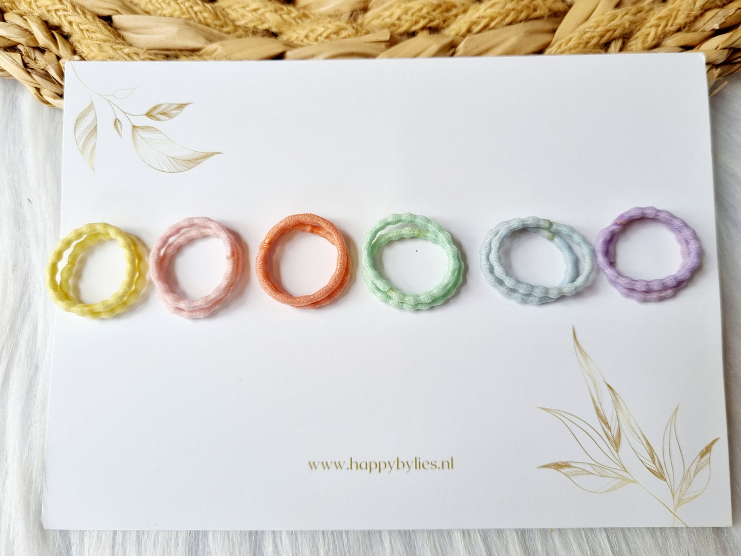 Mini haar elastiekjes multi color 12 stuks 