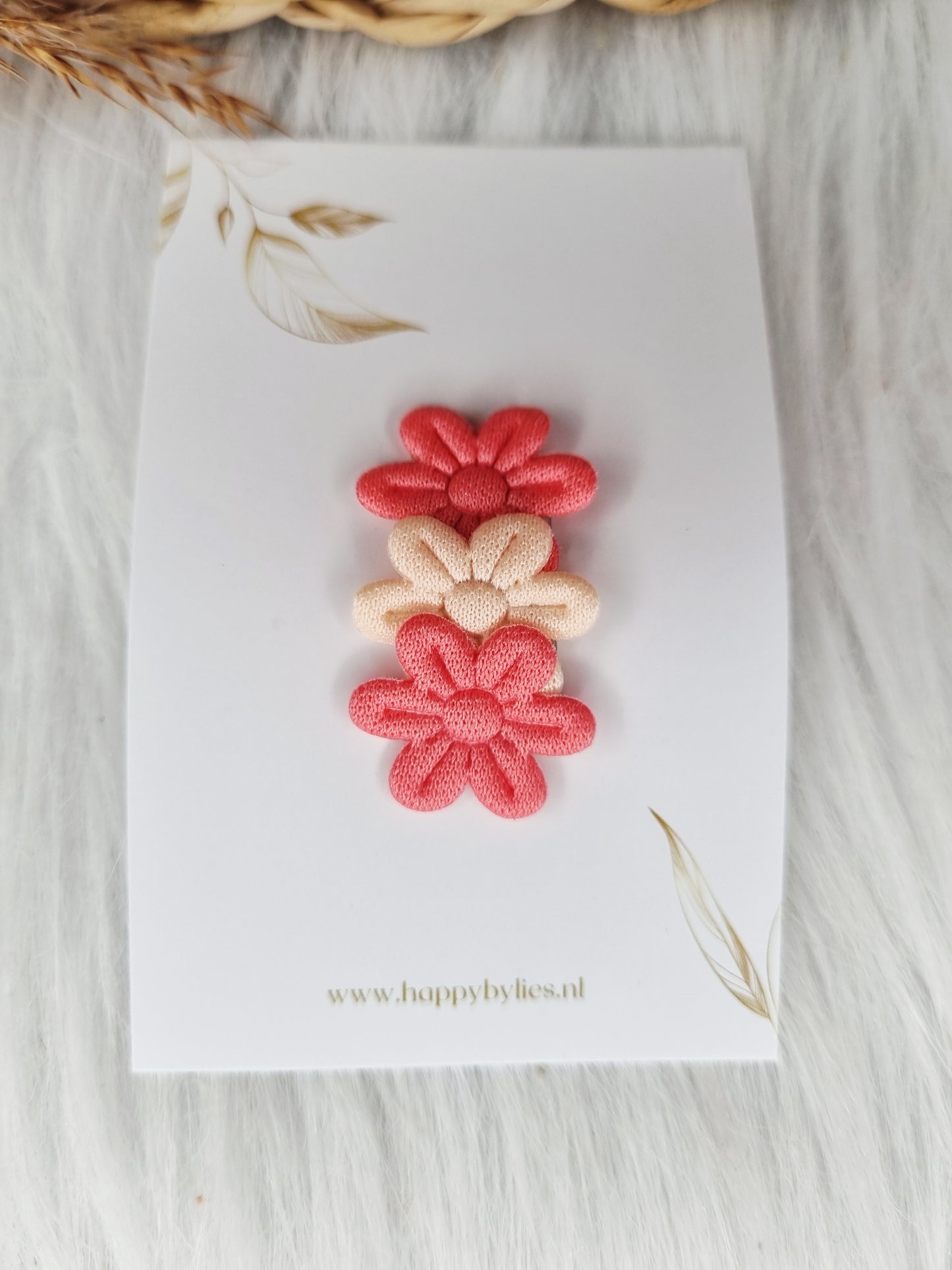 Anti-slip haarspeldje bloem soft mix warermelon, peach