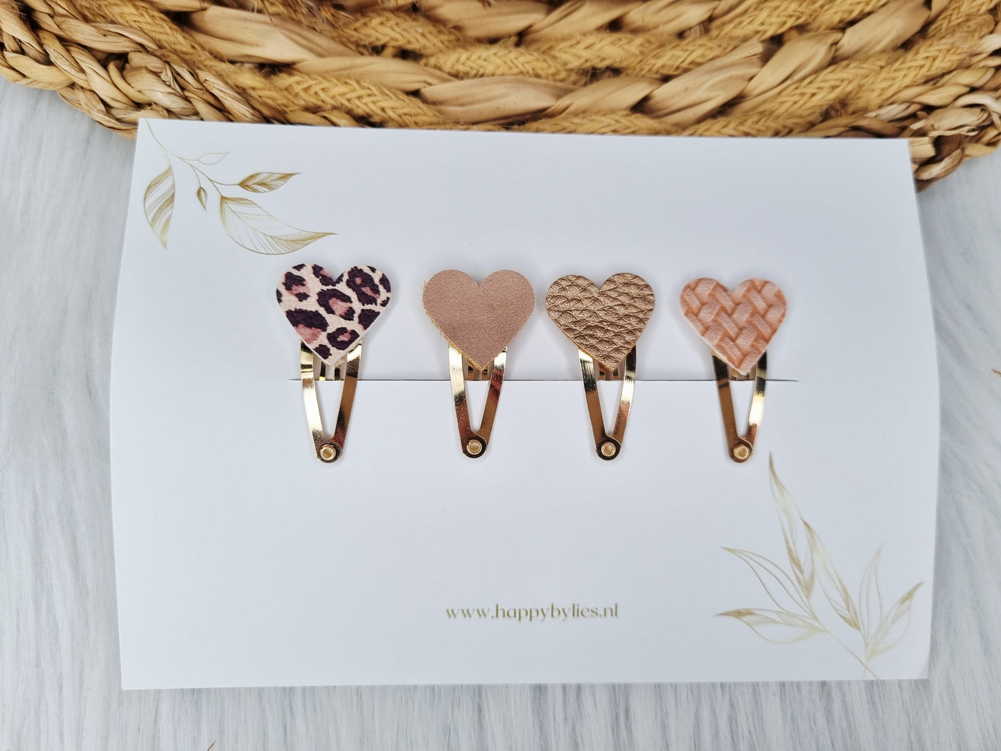 Leatherlook haarspeldjes Mira hart