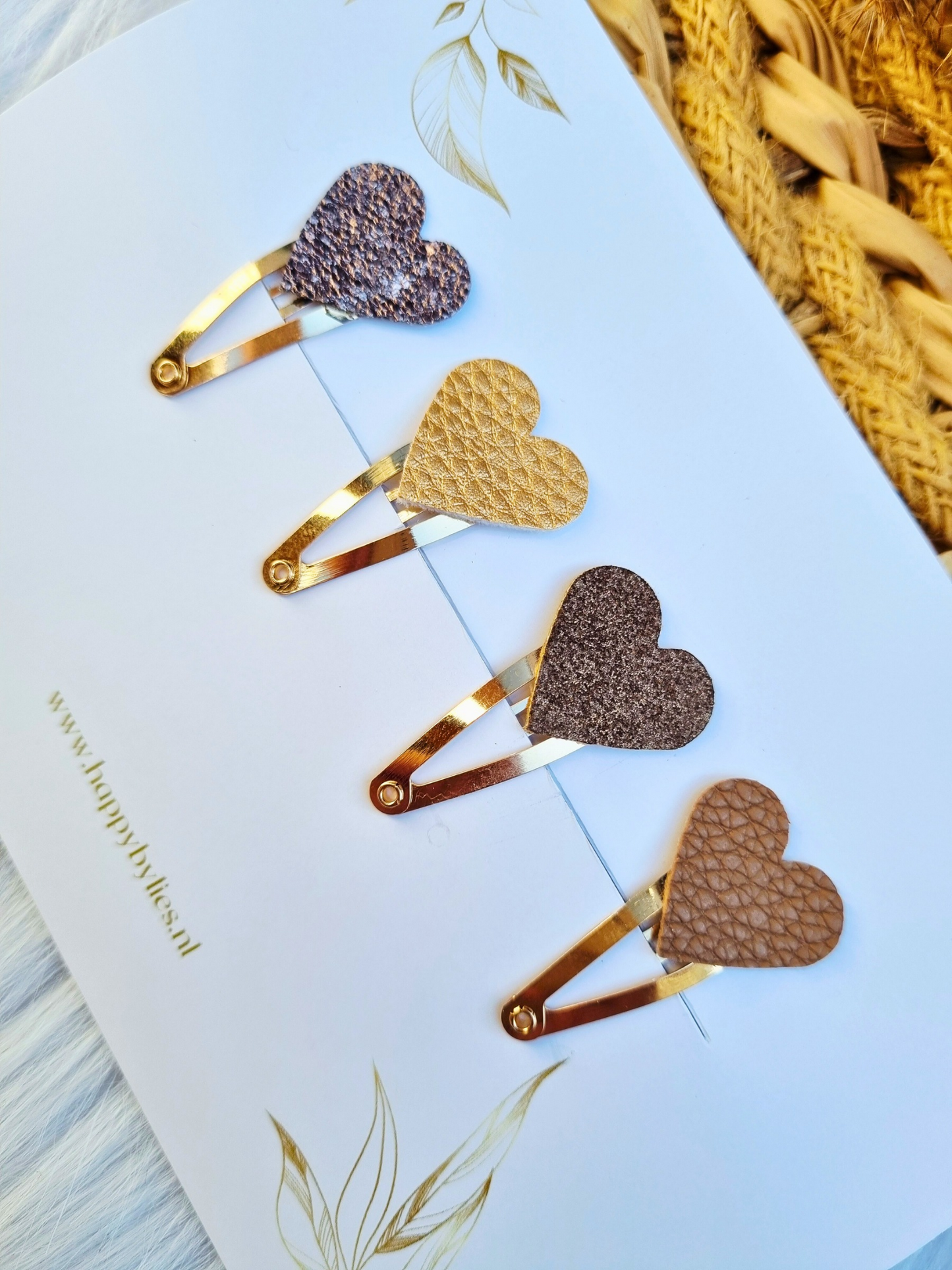Leatherlook haarspeldjes Luna hart