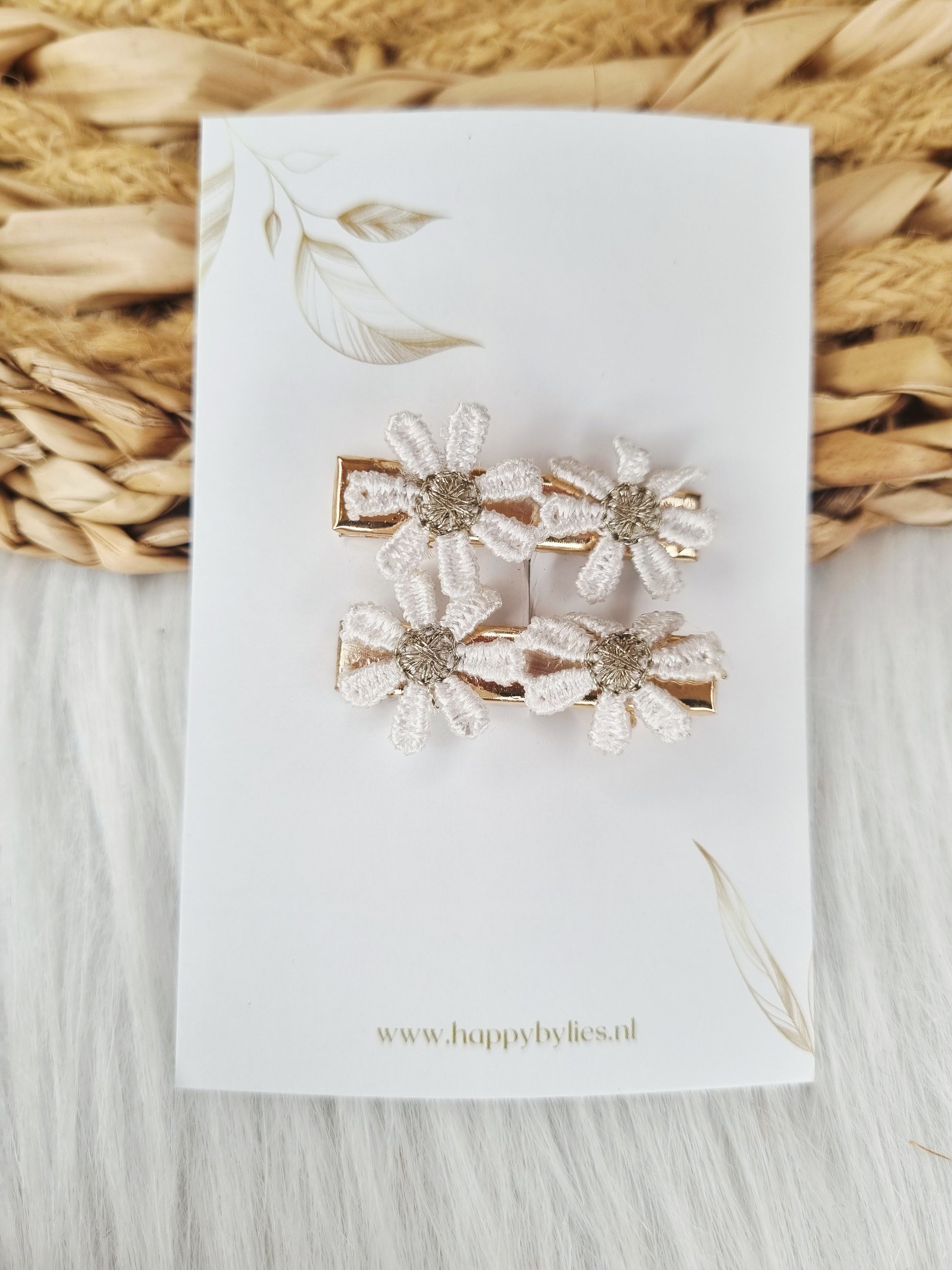 Haarspeldje Aligator daisy 2 stuks