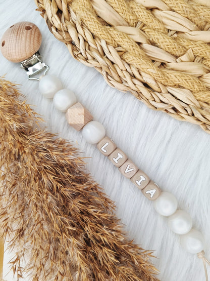 Speenkoord met naam basic pearl