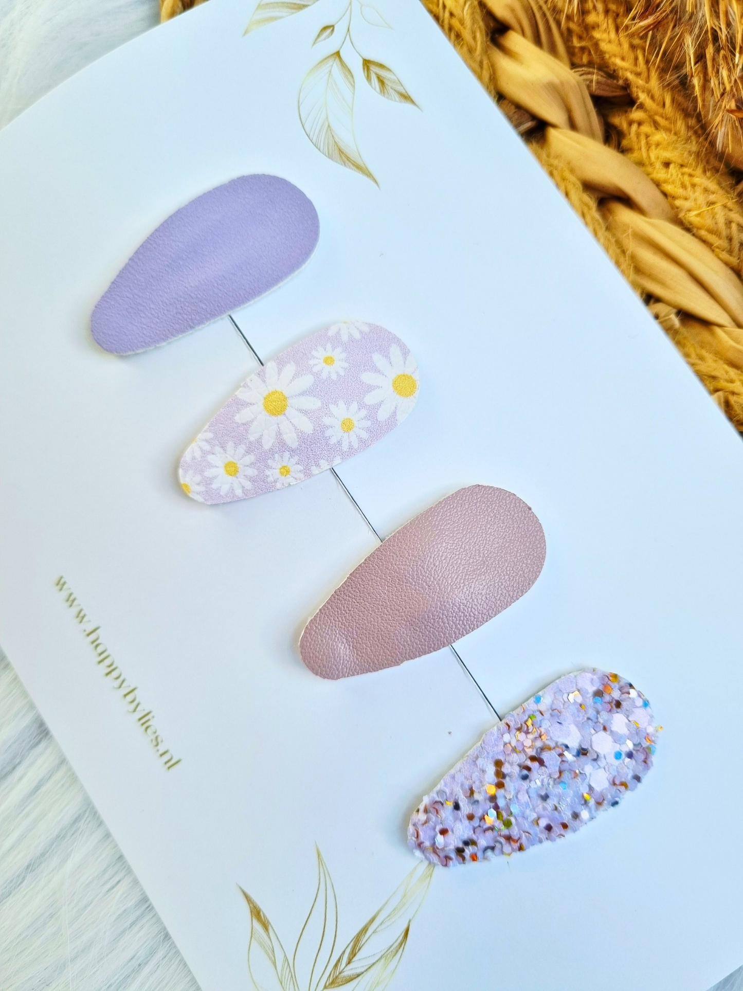 Leatherlook haarspeldjes Ruby ovaal