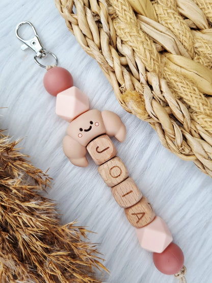 Sleutelhanger croissant woodchuck, light pink