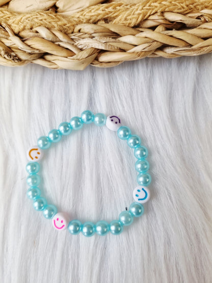 Kinderarmband - Pearl smiley colors aqua