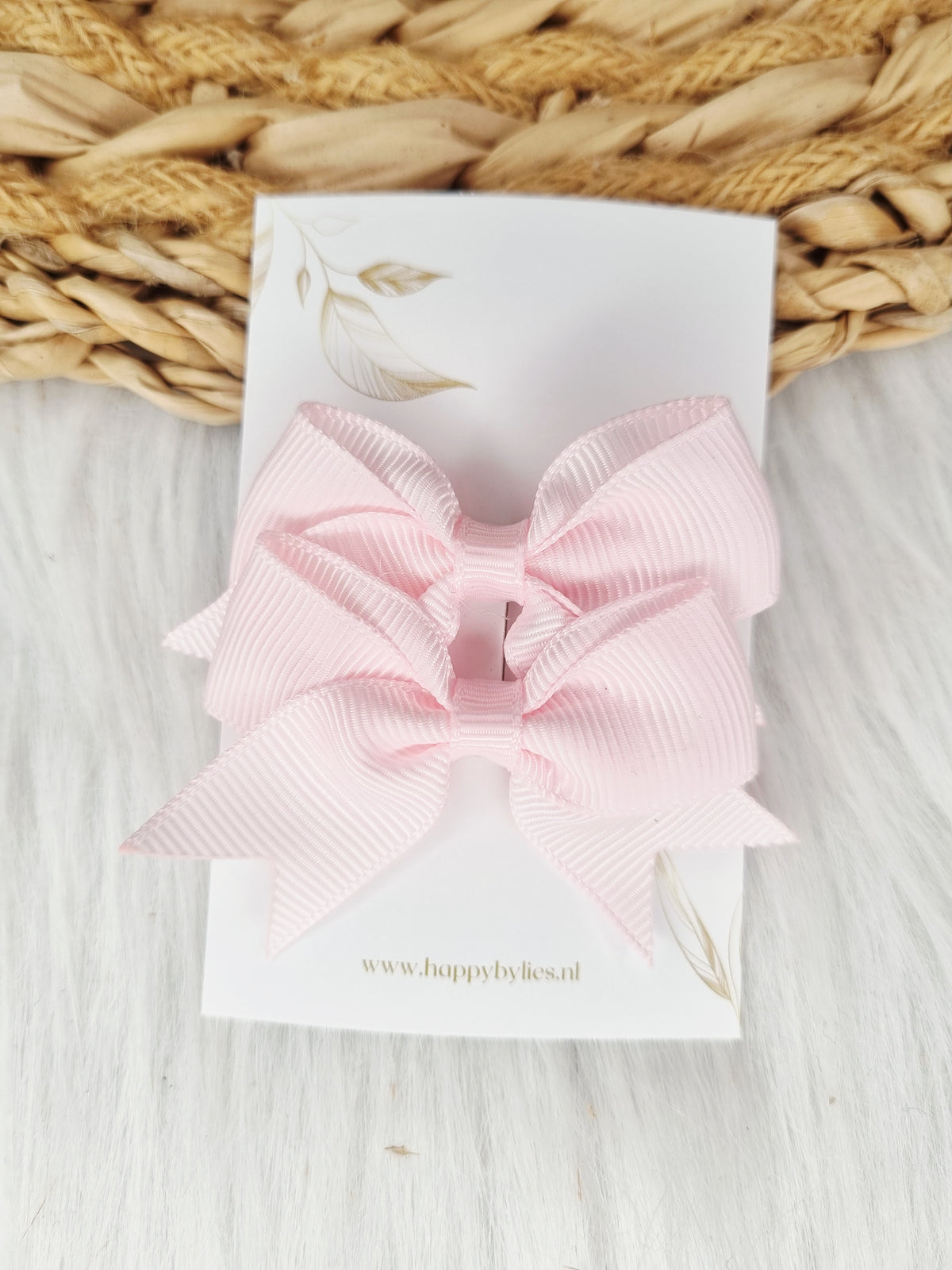 Haarspeldje Aligator strik (lint) Esmee 2 stuks light pink