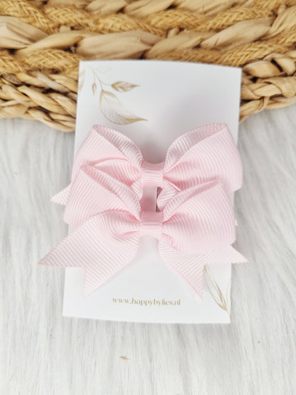 Haarspeldje Aligator strik (lint) Esmee 2 stuks light pink