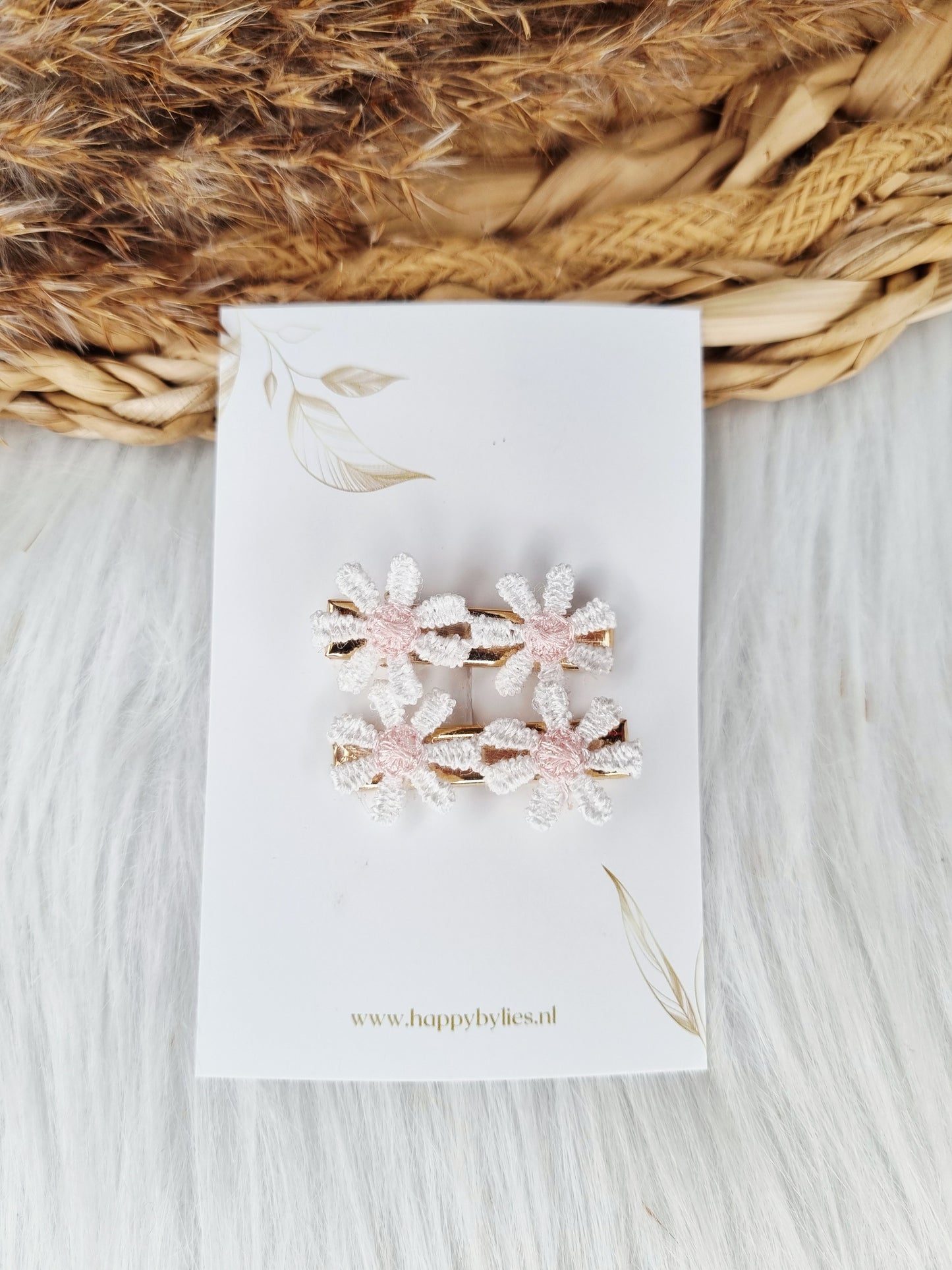 Haarspeldje Alligator daisy roze 2 stuks