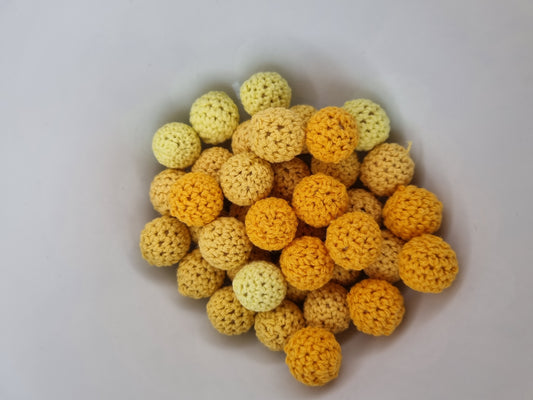 Gehaakte kralen Geel, oker en oranje