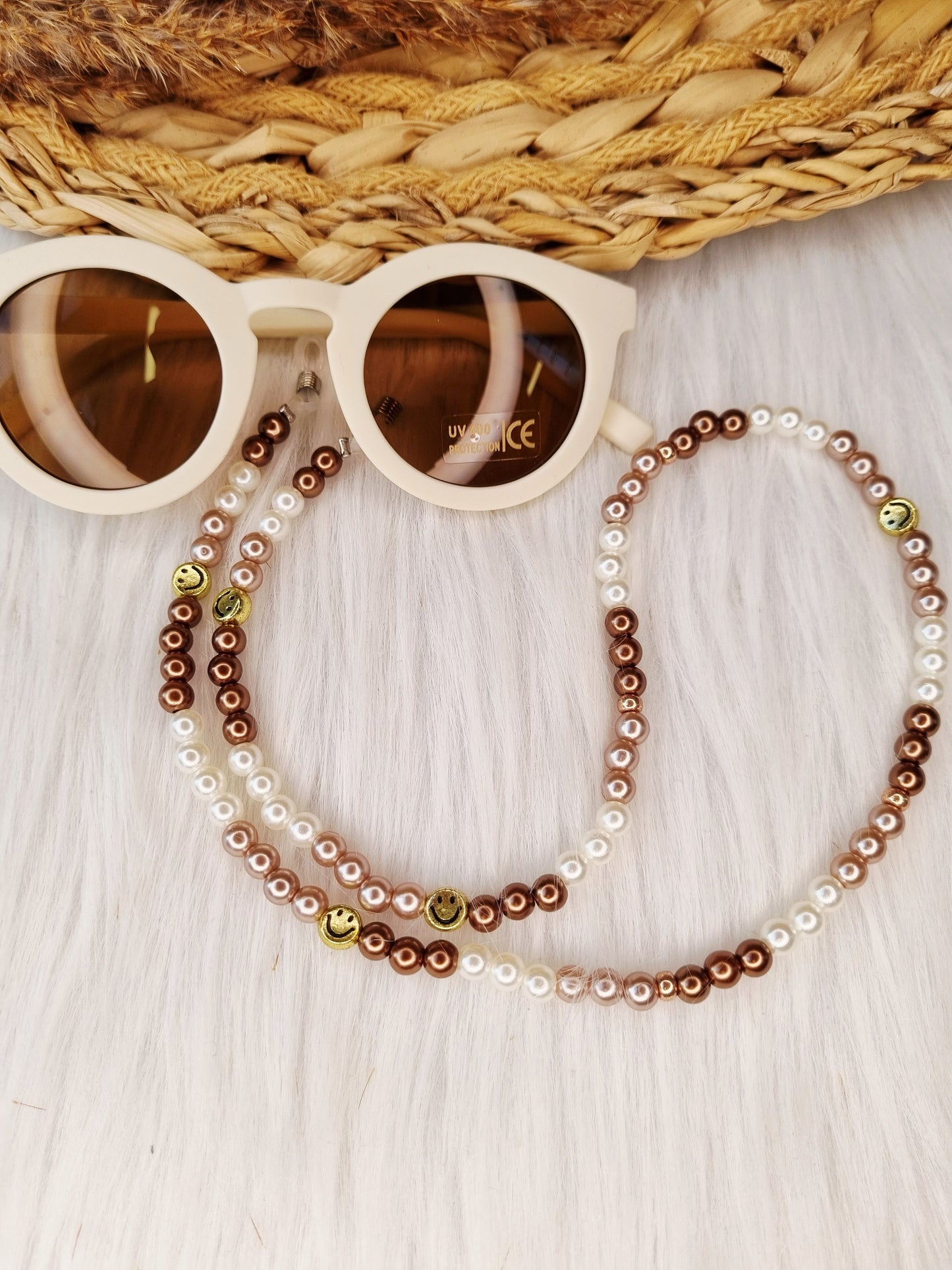 Zonnebrilkoord Smiley pearl bruin/donkerbruin