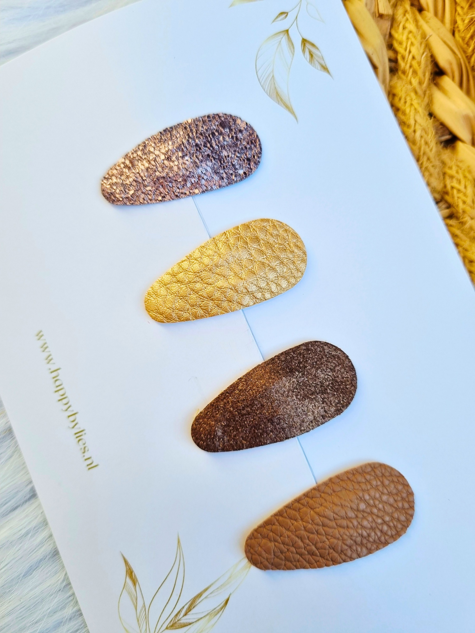 Leatherlook haarspeldjes Luna ovaal