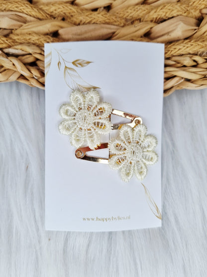 Haarspeldje Blossom 2 stuks creme