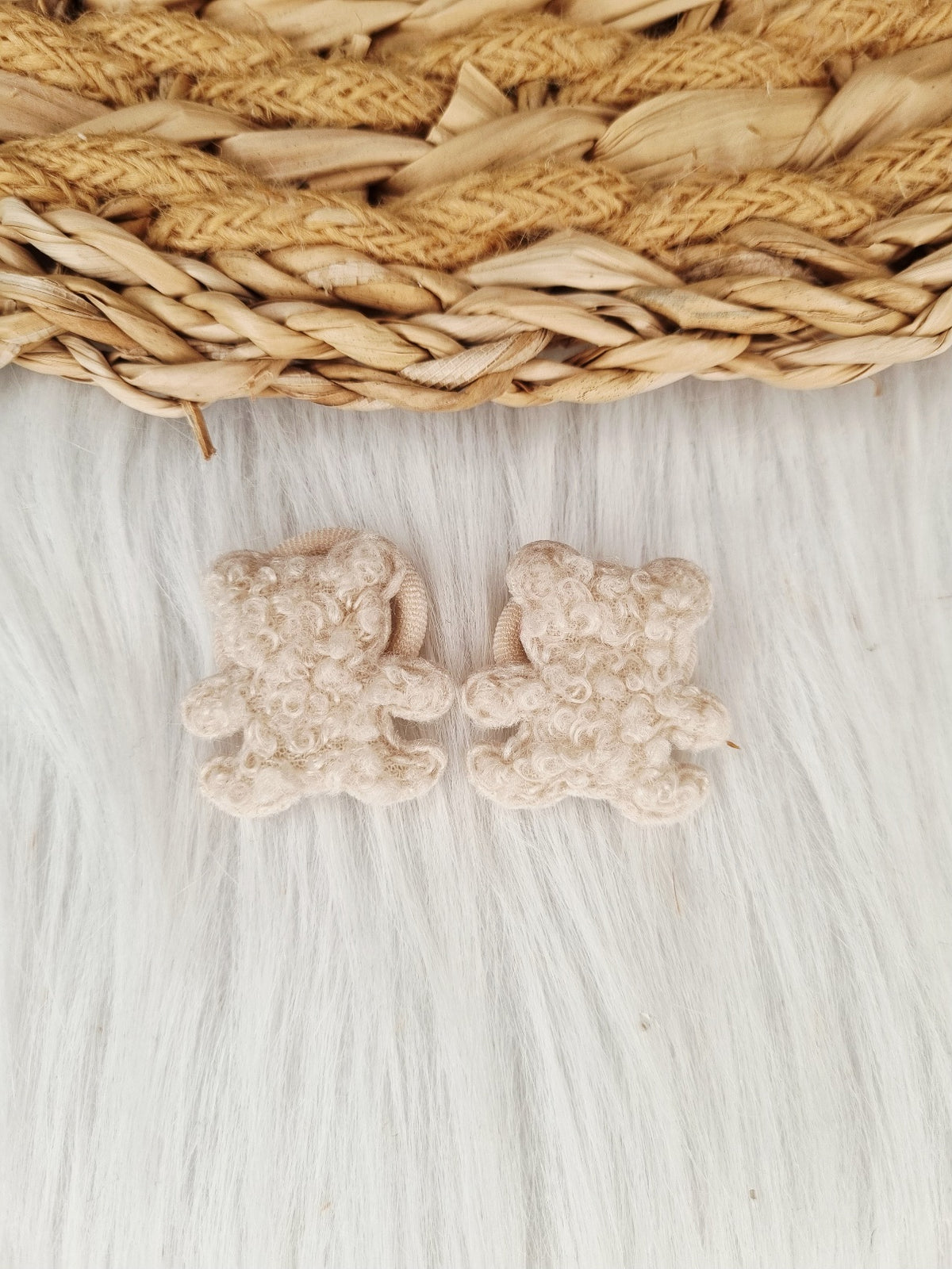 Mini haarelastiekje Beer teddy 2 stuks creme
