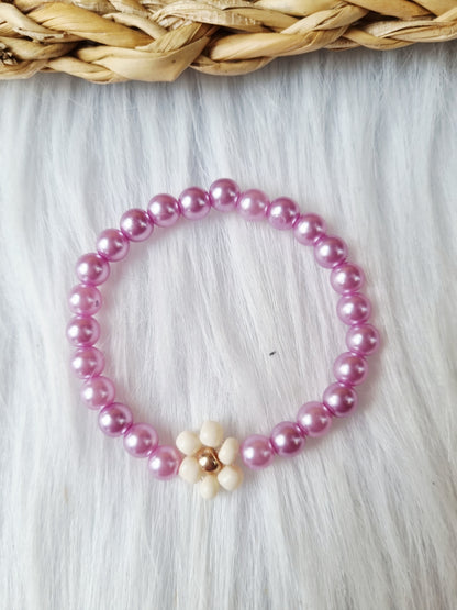 Kinder armband Pearl daisy single lila