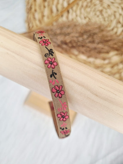 Boho Diadeem Bloemen Camel, roze