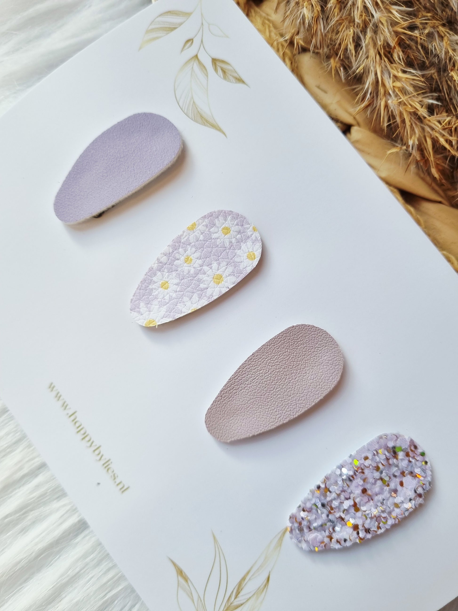 Leatherlook anti-slip haarspeldjes ruby ovaal