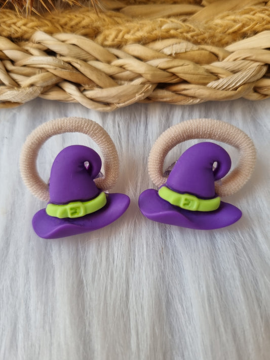 Mini haarelastiekjes Heksenhoed 2 stuks (halloween)
