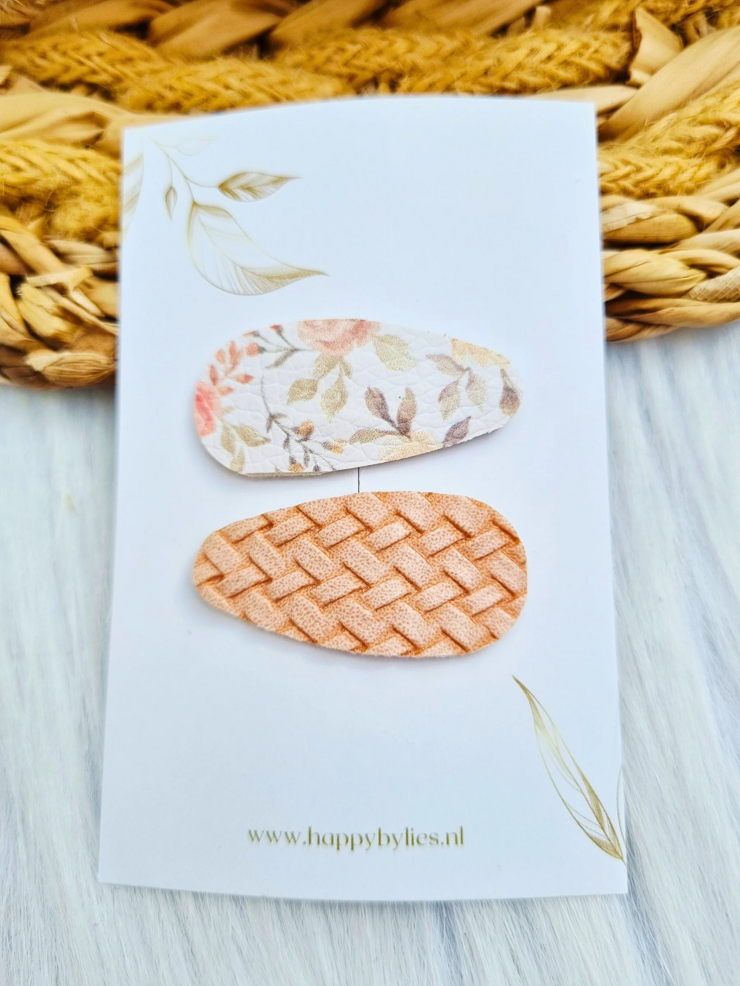 Leatherlook haarspeldjes Joy ovaal