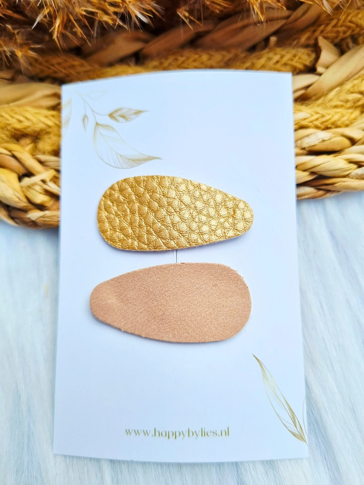 Leatherlook haarspeldjes Ize ovaal