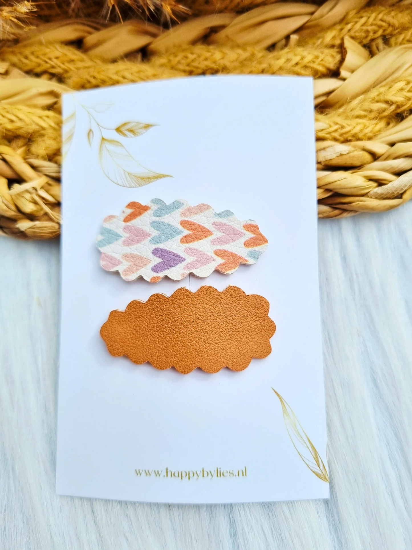 Leatherlook haarspeldjes Noa ribbel