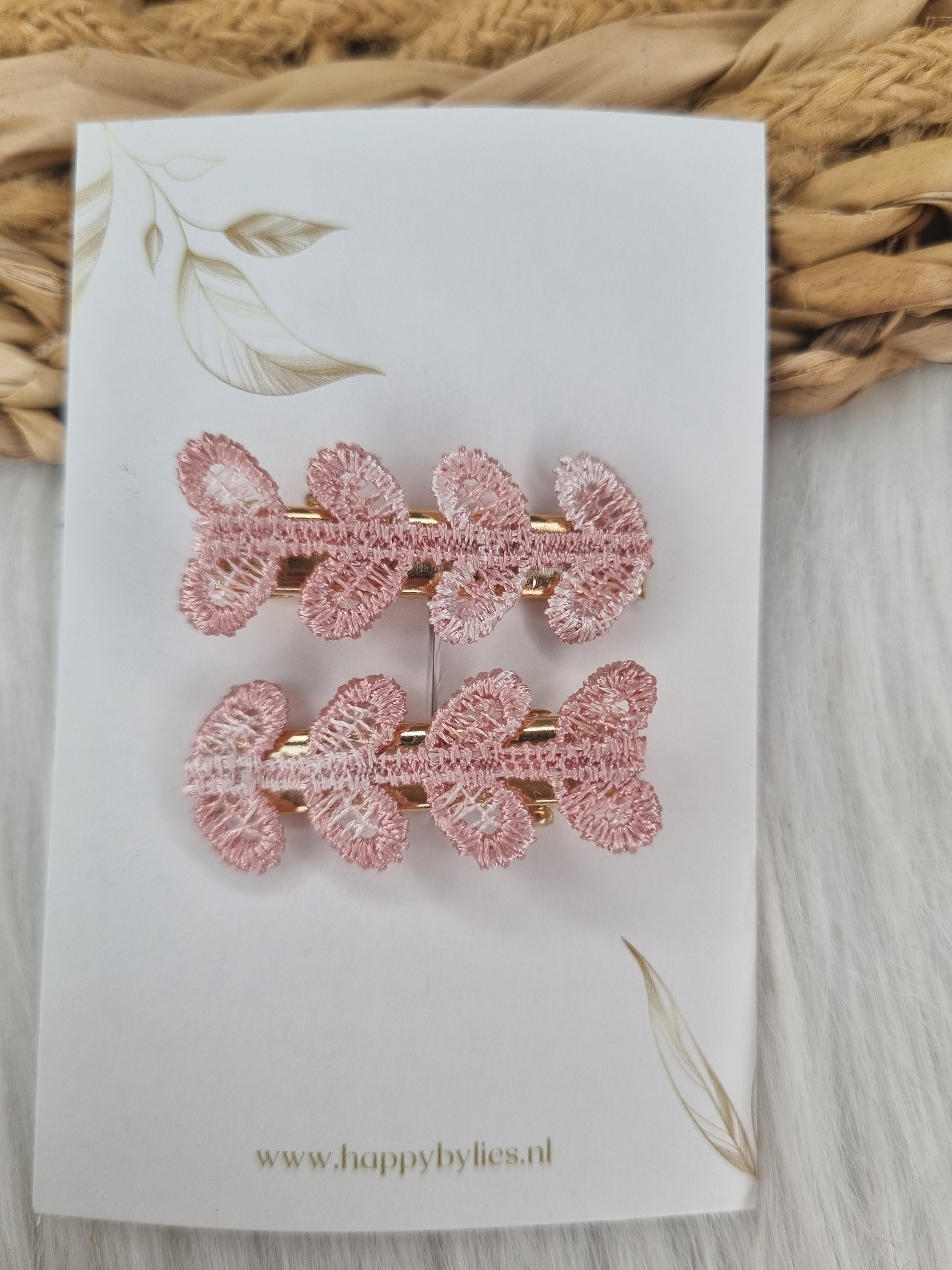 Haarspeldje Aligator hearts roze 2 stuks