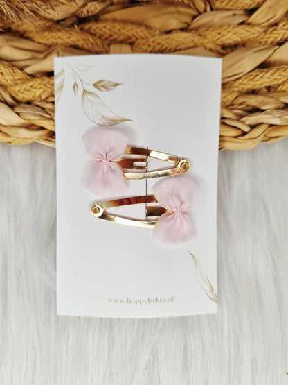 Haarspeldje Mini strik 2 stuks roze