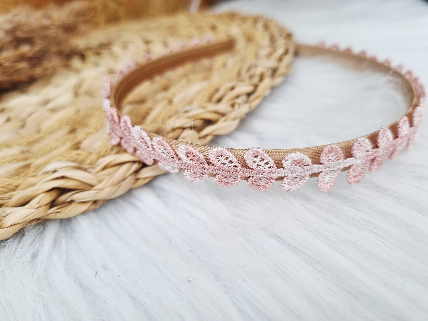 Diadeem hearts roze/wit