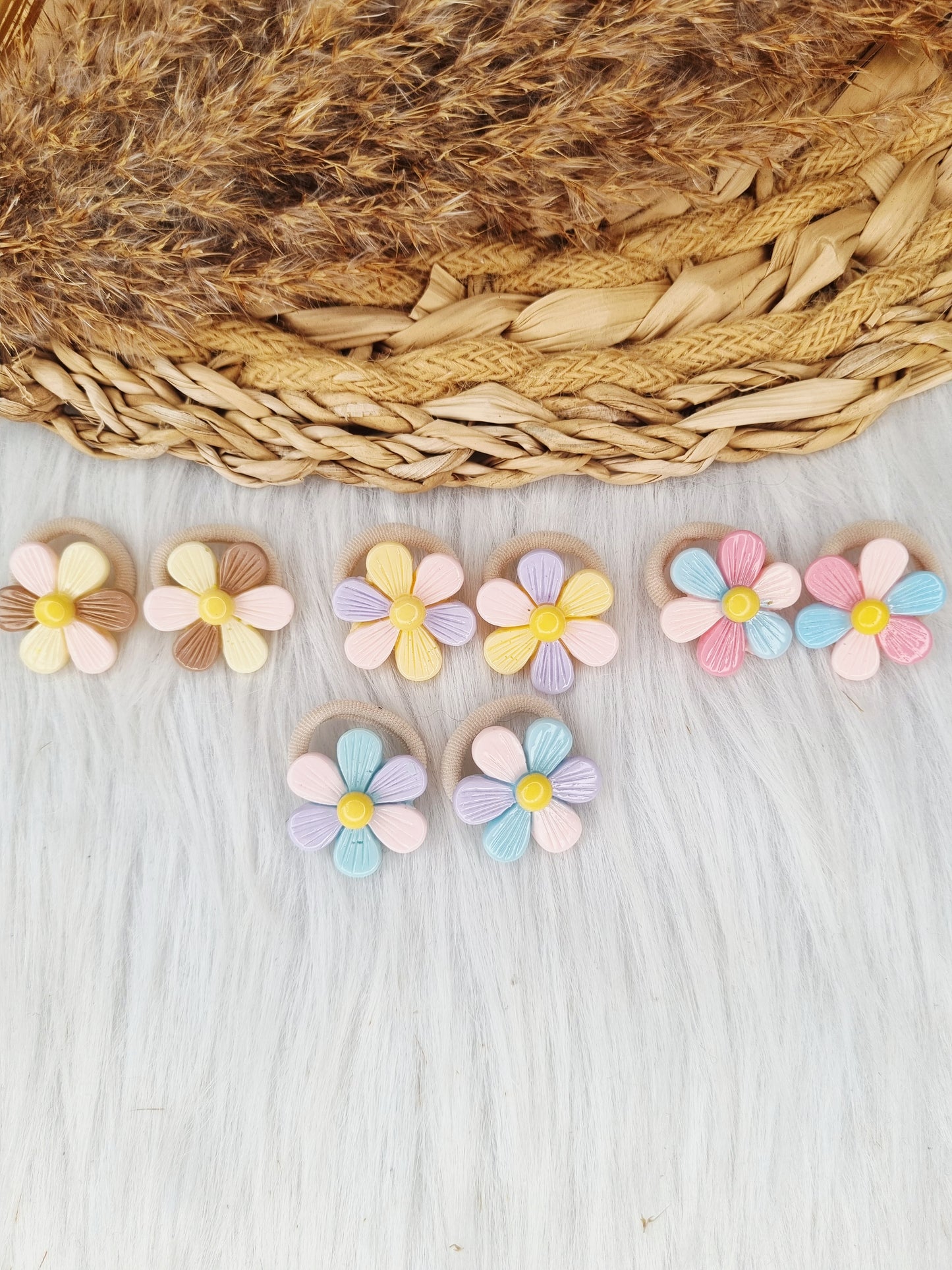 Mini haarelastiekjes Pastel Daisy 2 stuks
