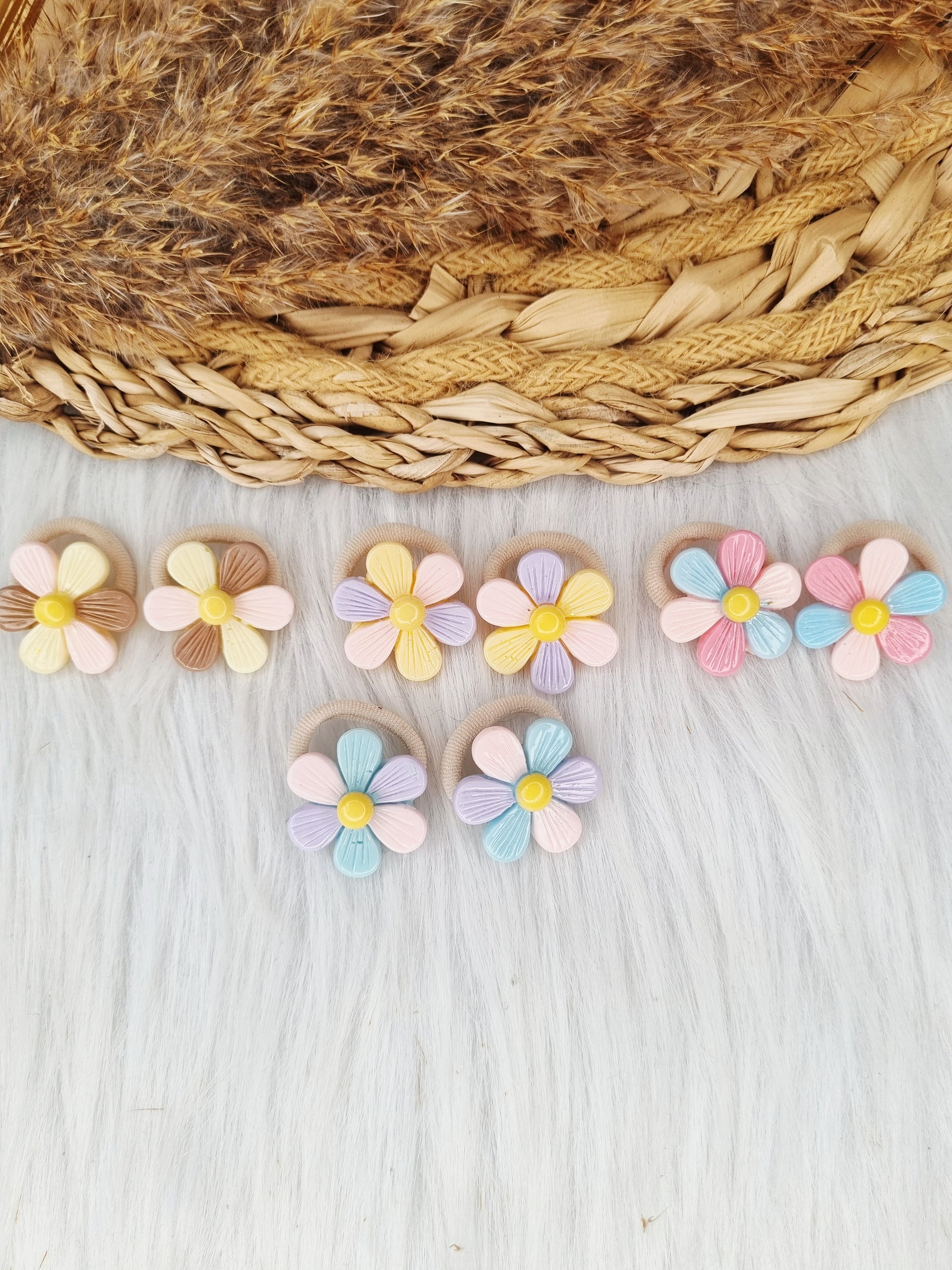 Mini haarelastiekjes Pastel Daisy 2 stuks