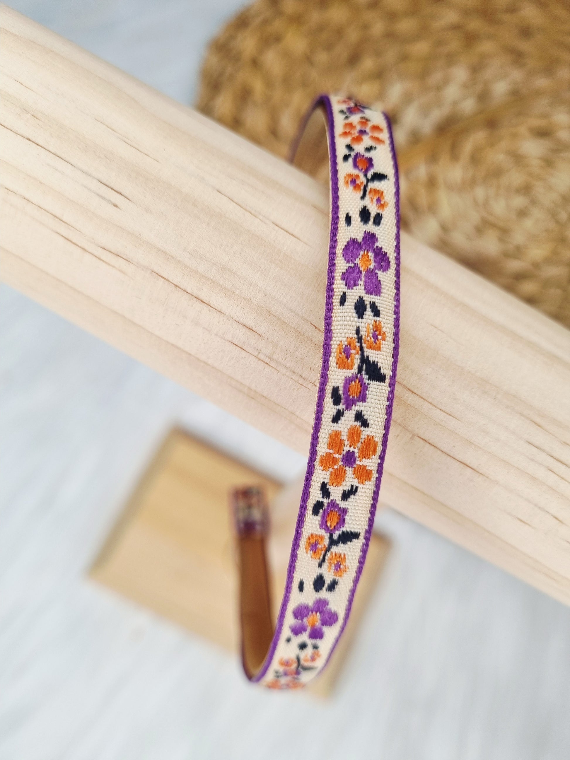 Boho Diadeem Bloemen paars, oranje 