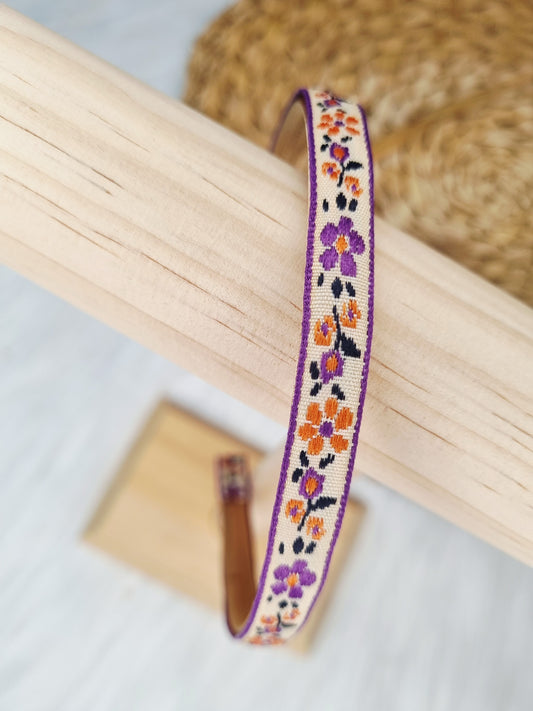 Boho Diadeem Bloemen paars, oranje 