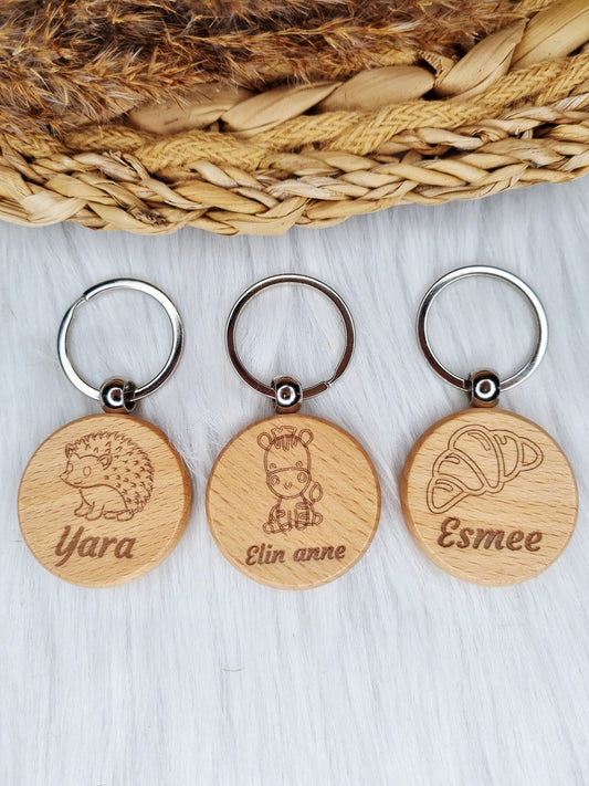 Houten sleutelhanger met naam (gegraveerd)