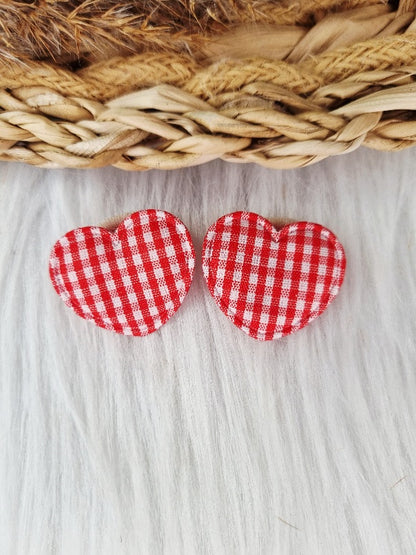 Mini haarelastiekjes Hart ruitjes 2 stuks rood