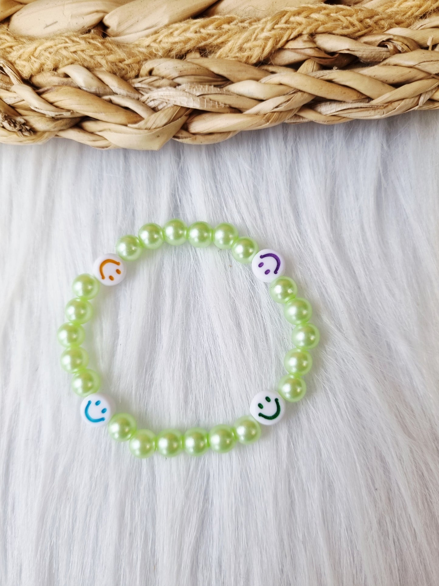 Kinderarmband - Pearl smiley colors groen