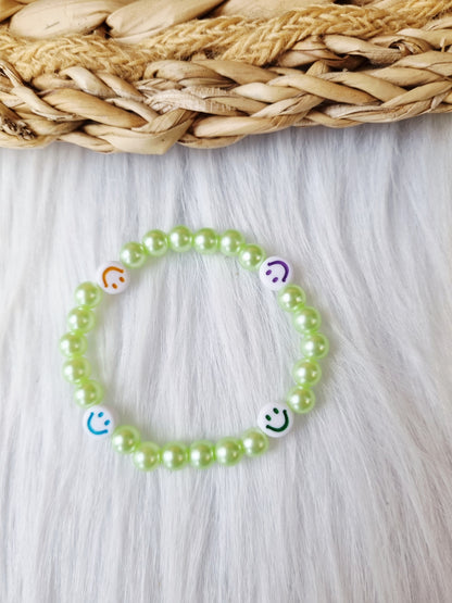 Kinderarmband - Pearl smiley colors groen