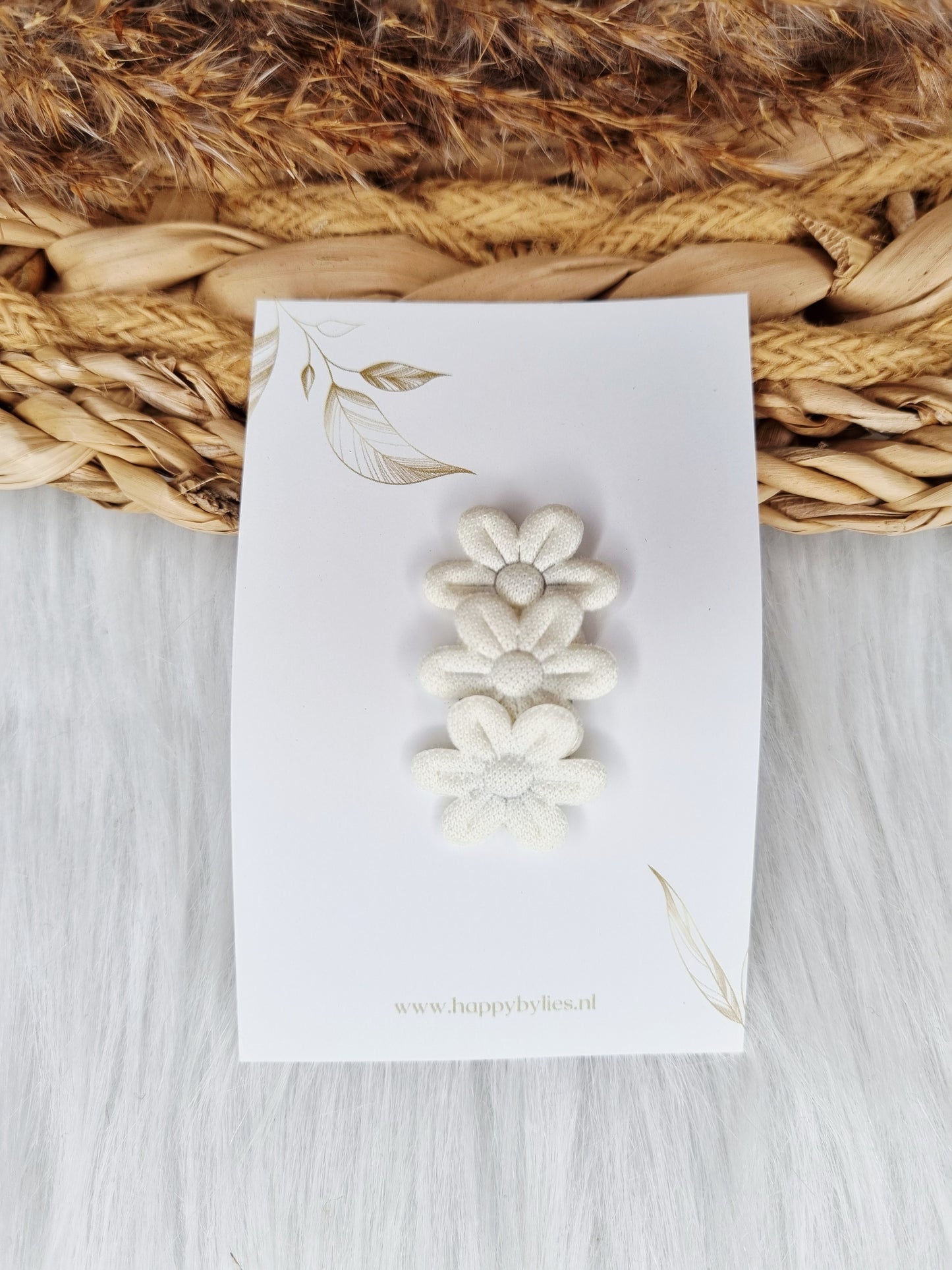 Anti-slip haarspeldje bloem soft creme