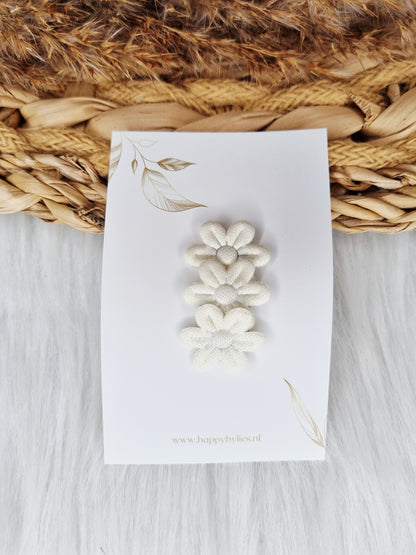 Anti-slip haarspeldje bloem soft creme