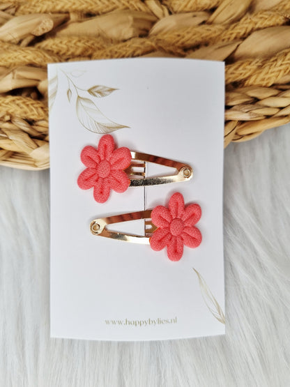 Haarspeldje bloem soft 2 stuks watermelon