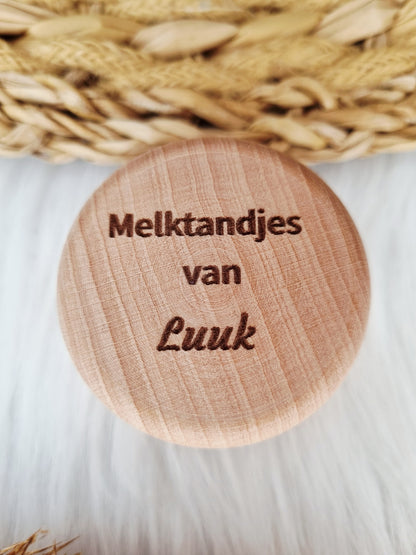 Houten tandendoosje met naam