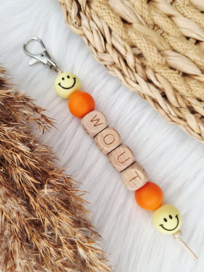 Sleutelhanger Smiley (Jouw eigen ontwerp) oranje