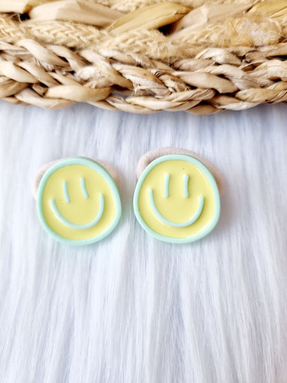 Mini haar elastiekjes smilie 2 stuks geel