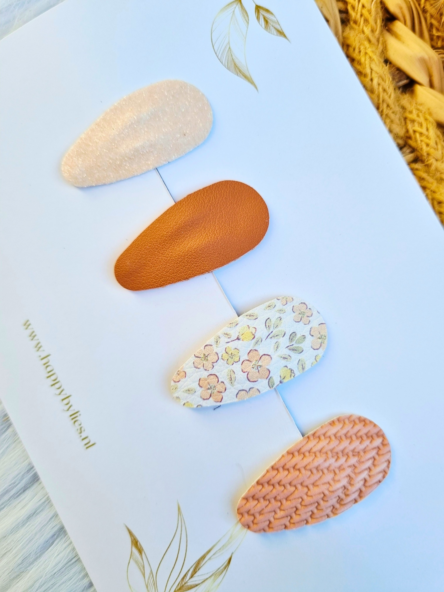 Leatherlook haarspeldjes Elke ovaal