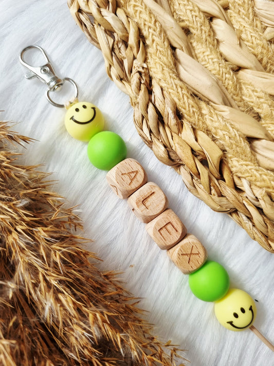 Sleutelhanger smiley groen