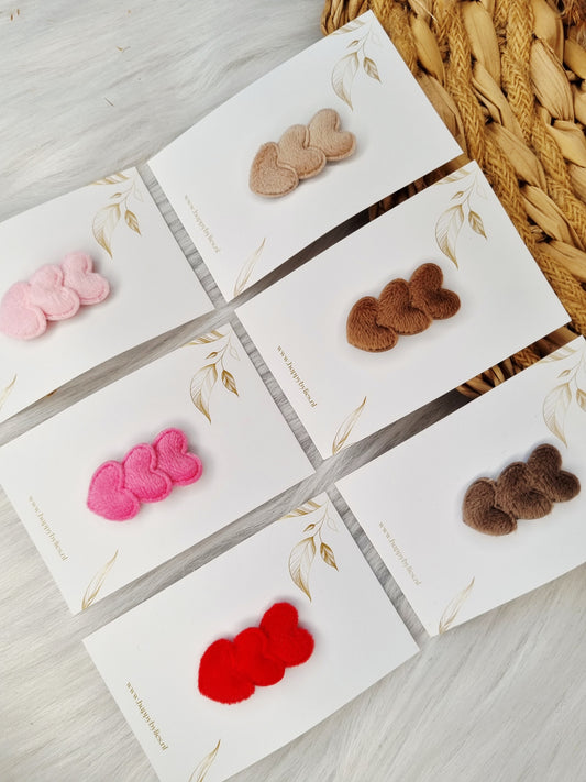 Haarspeldje anti slip hart bont